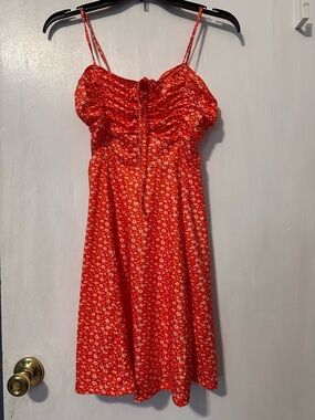Women’s Spaghetti Strap, Orange Floral Swing Sundress, Size XS (2-4), NWOT